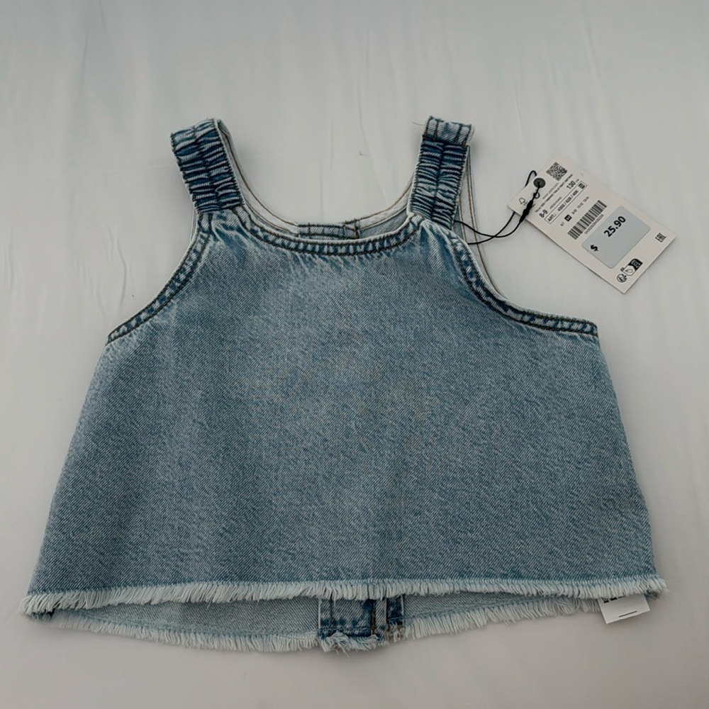 NWT girls Zara denim button back tank